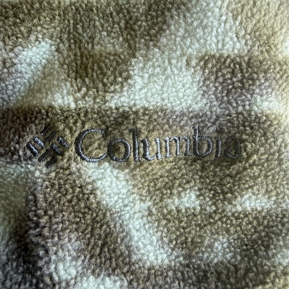 Columbia Quarter Zip Fleece Pullover Jacket Green Brown Tribal Print Gorpcore L - Picture 6 of 7
